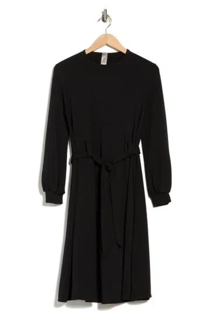 Go Couture Long Sleeve Tie Waist Dress In Multi