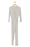 Go Couture Long Sleeve Tie Waist Jumpsuit In Neutral