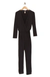 Go Couture Long Sleeve Tie Waist Jumpsuit In Black