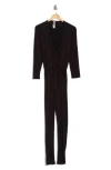 Go Couture Long Sleeve Tie Waist Jumpsuit In Black