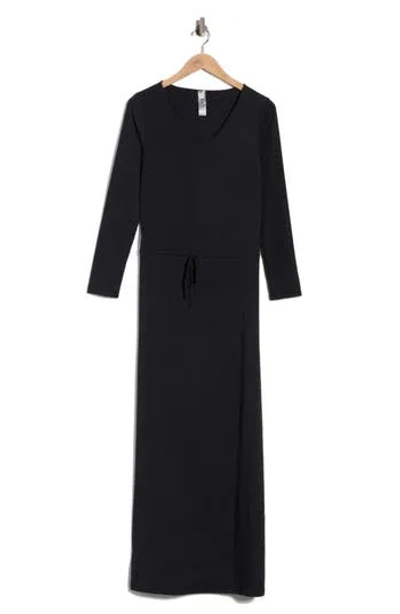 Go Couture Long Sleeve Tie Waist Maxi Dress In Black