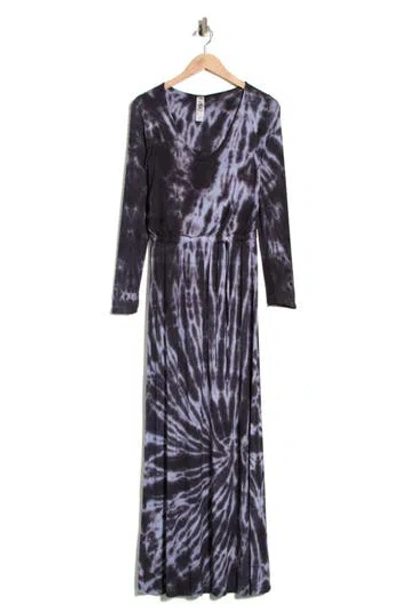 Go Couture Long Sleeve Tie Waist Maxi Dress In Purple