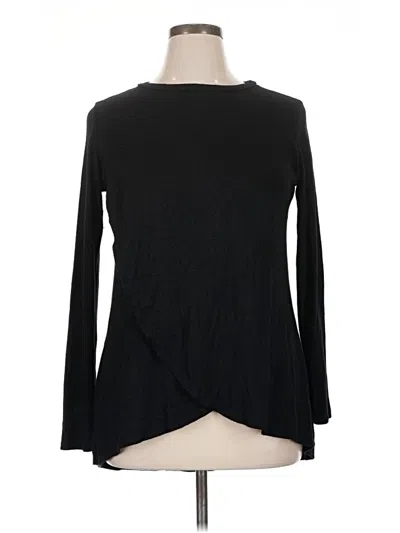 Pre-owned Go Couture Long Sleeve Top Black Keyhole Neckline Tops