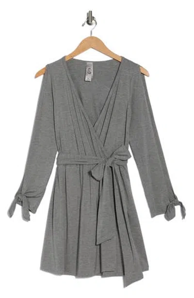 Go Couture Long Sleeve Wrap Dress In Gray