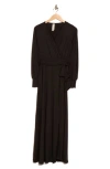 Go Couture Long Sleeve Maxi Wrap Dress In Black