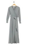 Go Couture Long Sleeve Wrap Maxi Dress In Blue