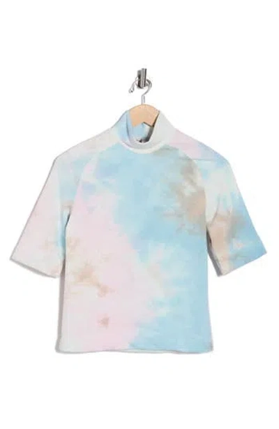 Go Couture Mock Neck Short Sleeve Sweater In Multi