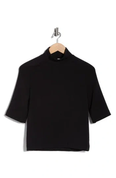 Go Couture Mock Neck Short Sleeve Sweater In Black