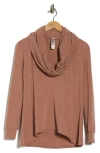 Go Couture Off The Shoulder Asymmetric Sweater In Brown