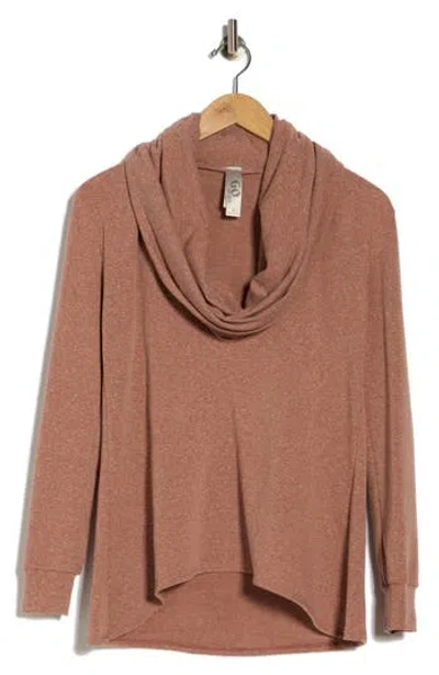 Go Couture Off The Shoulder Asymmetric Sweater In Brown