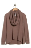 Go Couture Off The Shoulder Asymmetric Sweater In Brown