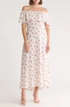 Go Couture Off The Shoulder Maxi Dress In Ivory Multi Floral Print