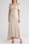 Go Couture Off The Shoulder Maxi Dress In Sand