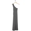 Go Couture One Shoulder Maxi Dress In Charcoal