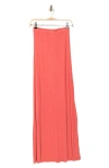Go Couture One Slit Ruffle Maxi Skirt In Pale Rosette