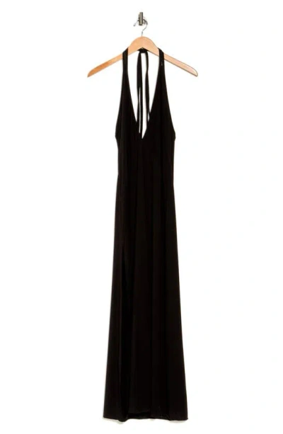 Go Couture Plunge Halter Neck Maxi Dress In Black