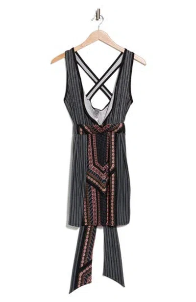 Go Couture Plunge Neck Knit Minidress In Multi Geo Print