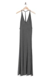 Go Couture Plunge Neck Maxi Dress In Charcoal