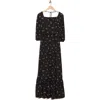 Go Couture Prairie Ribbed Knit Maxi Dress In Black Floral Rib Print