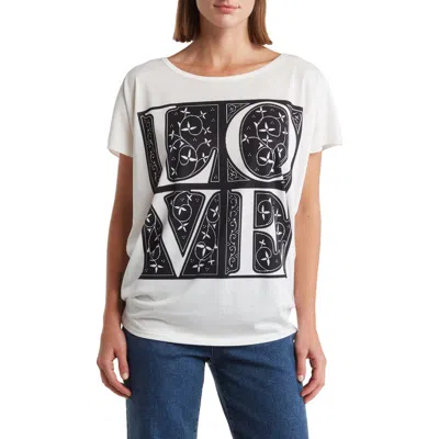 Go Couture Print Dolman Sleeve T-shirt In White/summer Song