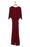 Go Couture Raglan Sleeve Capri Jumpsuit In Red