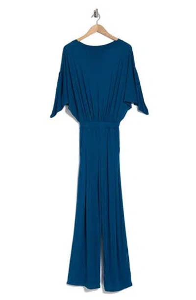 Go Couture Raglan Sleeve Capri Jumpsuit In Gibraltar Blue