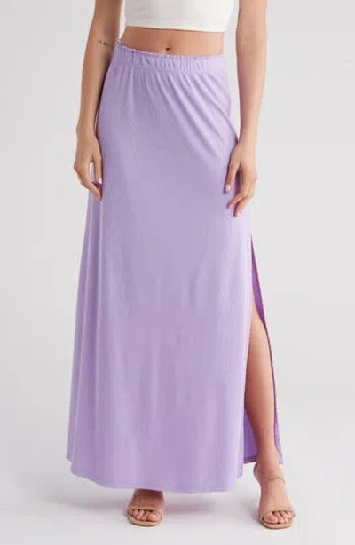 Go Couture Rib Maxi Skirt In Pastel Lilac