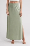 Go Couture Rib Maxi Skirt In Sage