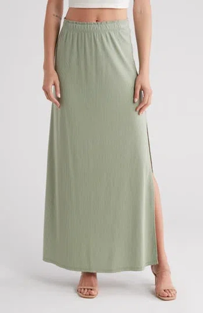 Go Couture Rib Maxi Skirt In Sage