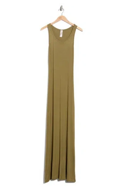 Go Couture Ribbed Maxi Tank Dress In Green