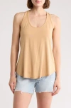 Go Couture Rounded Racerback Tank In Brown