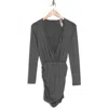 Go Couture Ruched Long Sleeve Dress In Charcoal