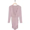 Go Couture Ruched Long Sleeve Dress In Elderberry