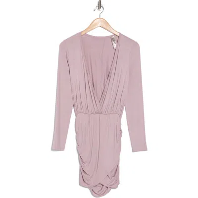 Go Couture Ruched Long Sleeve Dress In Elderberry