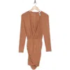Go Couture Ruched Long Sleeve Dress In Sunburn