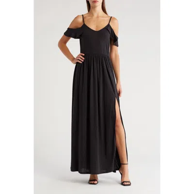 Go Couture Ruffle Cold Shoulder Maxi Dress