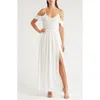 Go Couture Ruffle Cold Shoulder Maxi Dress In White