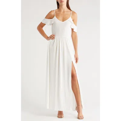 Go Couture Ruffle Cold Shoulder Maxi Dress