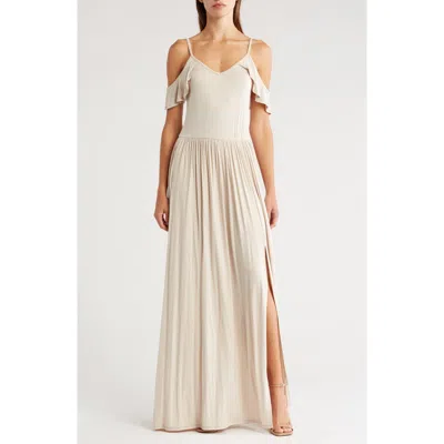 Go Couture Ruffle Cold Shoulder Maxi Dress