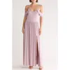 Go Couture Ruffle Cold Shoulder Maxi Dress In Purple