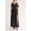 Go Couture Ruffle Cold Shoulder Maxi Dress In Black