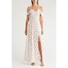 Go Couture Ruffle Cold Shoulder Maxi Dress In White