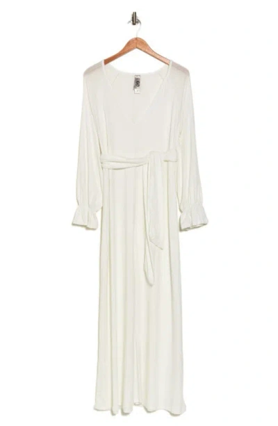 Go Couture Ruffle Cuff Long Sleeve Maxi Dress In Ivory