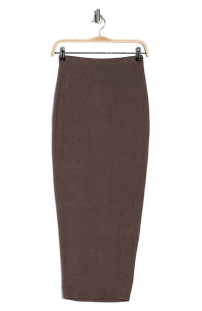 Go Couture Ruffle Slit Stretch Maxi Skirt In Brown