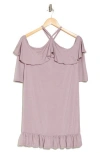 Go Couture Ruffled Cold Shoulder Dress In Elderberry