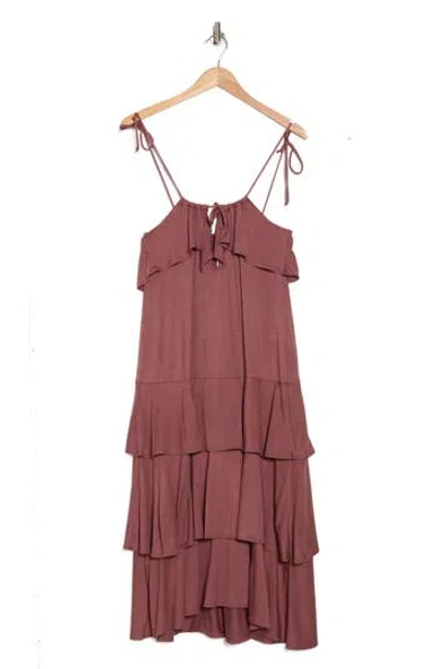 Go Couture Ruffled Tiered Dress In Crushed Berry