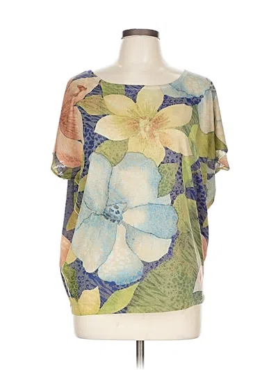 Pre-owned Go Couture Short Sleeve Blouse In Green