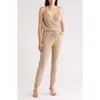 Go Couture Sleeveless Drawstring Jumpsuit In Brown