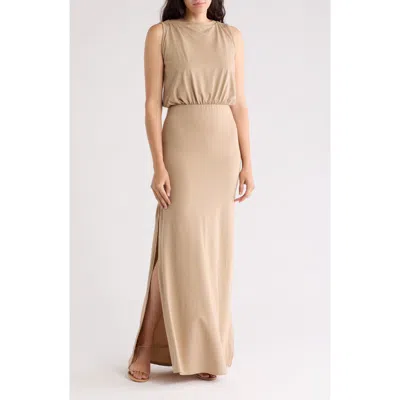 Go Couture Sleeveless Maxi Dress In Mocha