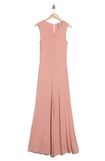Go Couture Sleeveless Wide Leg Jumpsuit In Dark Mauve